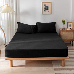 Cotton Home Jersey 3-Piece Duvet Set, 1 Duvet Cover 160 X 200cm + 2 Pillow Case 48 X 74 X 12cm, Queen, Black