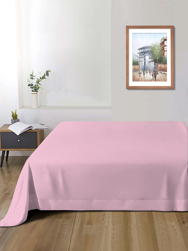 Cotton Home Super Soft Flat Sheet, 220 x 240cm, King, Light Pink