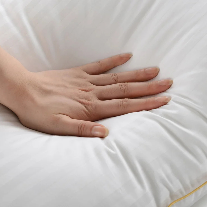 Cotton Home 100% Cotton Stripe Pillow with Gold Cord, King, 50x90cm, White
