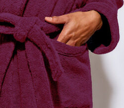 Cotton Home Bathrobe with Pockets Terry, Burgundy