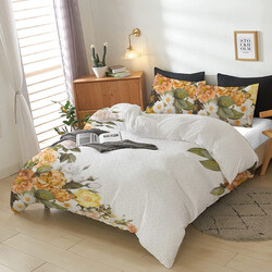 Cotton Home 4-Piece PT 06 Luxury Cotton Comforter Set, 1 Comforter, 1 Flat Sheet, 2 Pillow Cases, Queen, Multicolour