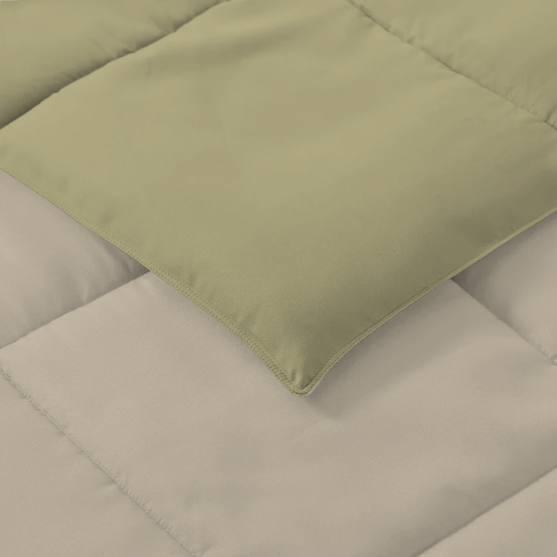 Cotton Home 3-Piece Comforter Set, 1 Reversible Comforter 220 x 240cm + 2 Pillowsham 50 x 75 + 5cm, King, Reverse Mustard/Front Stone