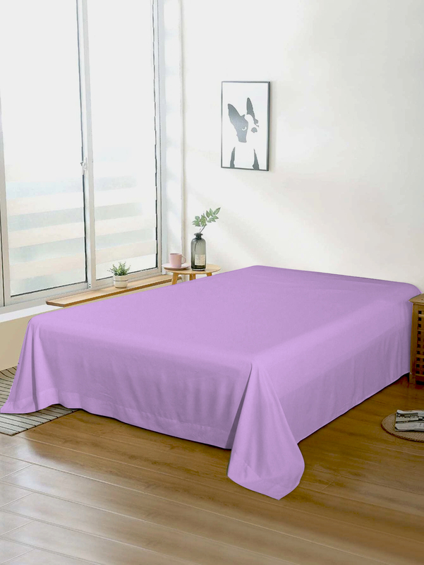 Cotton Home Super Soft Flat Sheet, 220 x 240cm, King, Light Purple