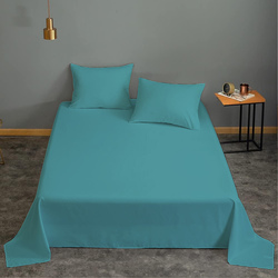 Cotton Home 3-Piece Flat Sheet Set, 1 Flat Sheet + 2 Pillow Case, Single, Teal