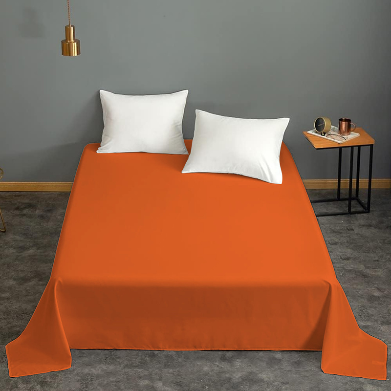 Cotton Home 100% Cotton Flat Sheet, 200x240cm, Orange