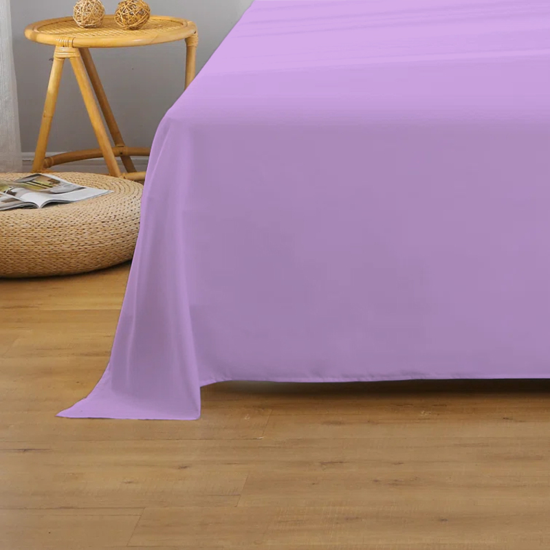 Cotton Home Super Soft Flat Sheet, 200 x 220cm, Queen, Light Purple