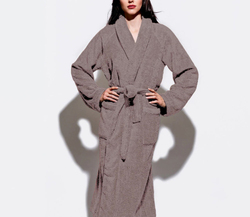Cotton Home Bathrobe with Pockets Terry, Taupe