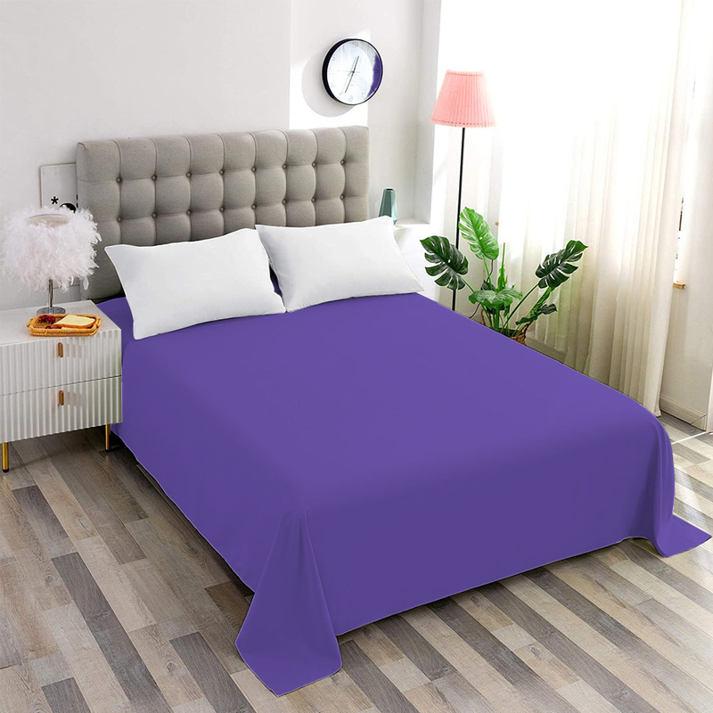 Cotton Home 100% Cotton Flat Sheet, 220x240cm, Purple