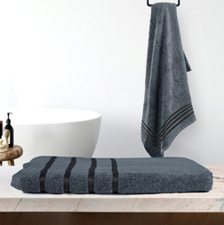 Cotton Home 100% Cotton Aqua Breeze Bath Towel, 70 x 140cm, Graphite