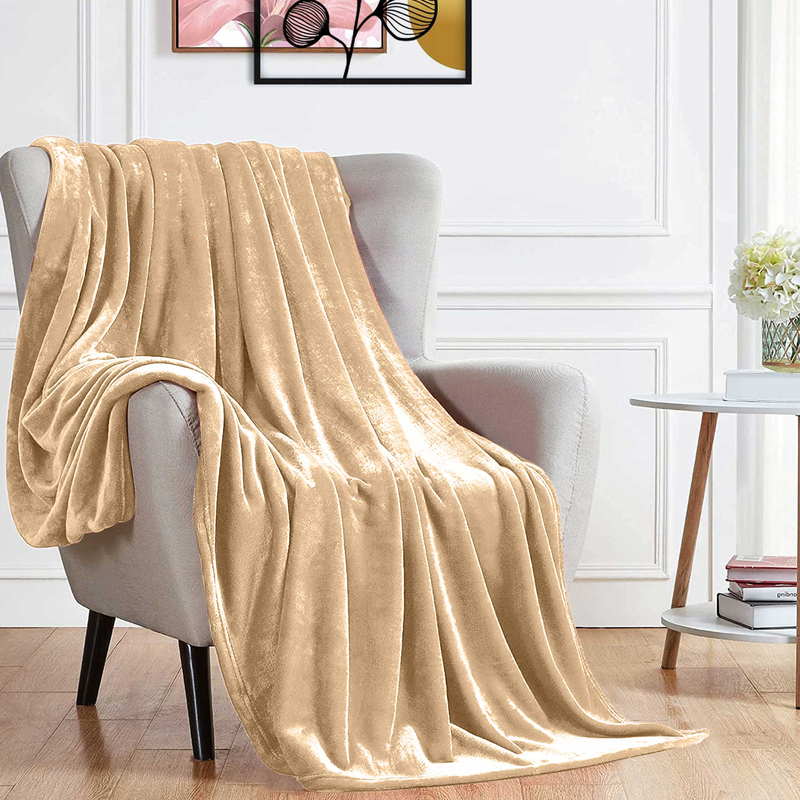 Cotton Home Microflannel Blanket, King, 240x220cm, Beige