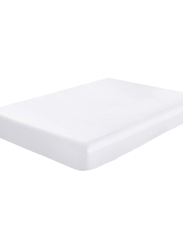 Cotton Home Super Soft Fitted Sheet, 200 x 200 + 30cm, White