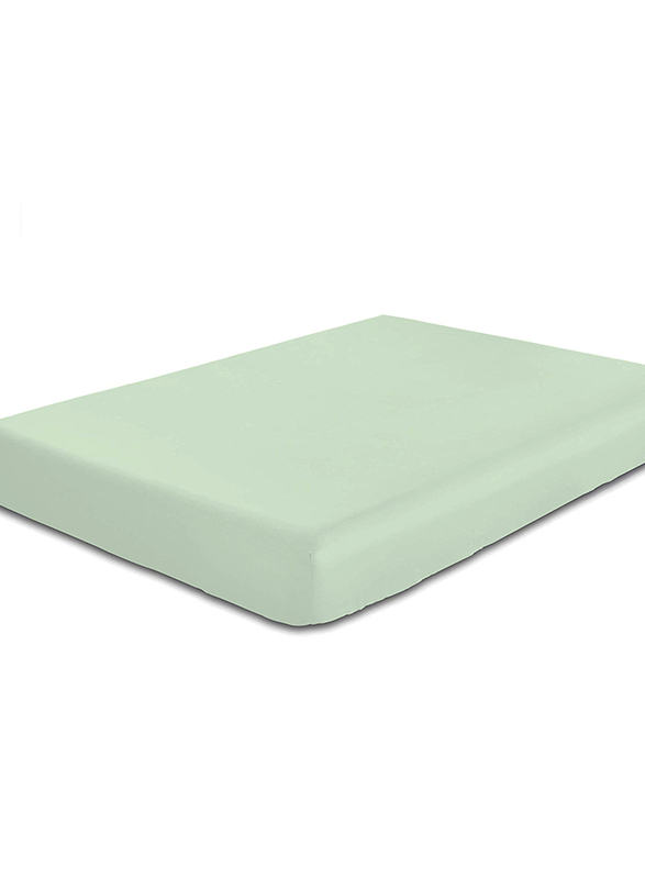 Cotton Home Super Soft Percale Weave Plain Fitted Sheet, 90 x 190 + 20cm, Mint Green