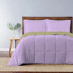 Cotton Home 3-Piece Comforter Set, 1 Reversible Comforter 220 x 240cm + 2 Pillowsham 50 x 75 + 5cm, King, Reverse Mustard/Front Sky