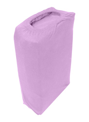 Cotton Home 3-Piece Jersey Fitted Sheet Set, 1 Fitted Sheet 160 x 200 x 30 + 2 Pillow Case 48 x 74 x 12cm, Queen, Purple