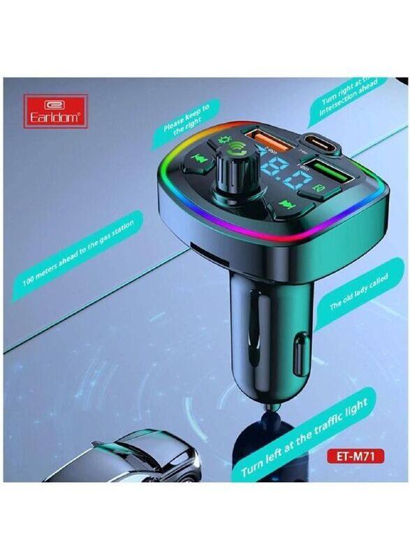 

Earldom ET-M71 Wireless FM Transmitter Car Kit, Black