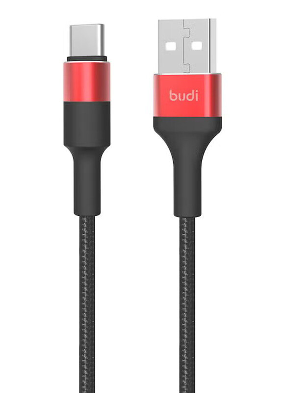 

Budi 1-Meters USB Type-C Charger Cable, USB Type A to USB Type-C for Smartphones/Tablets, Black/Red