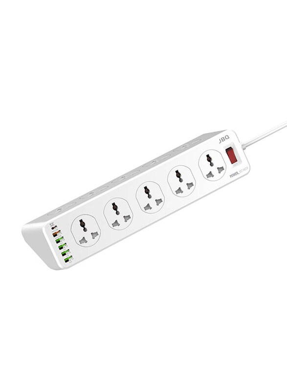 

Jbq 10 Power Socket 5 Pd and Qc3.0 Usb-A and 1 Usb-C Ports, White