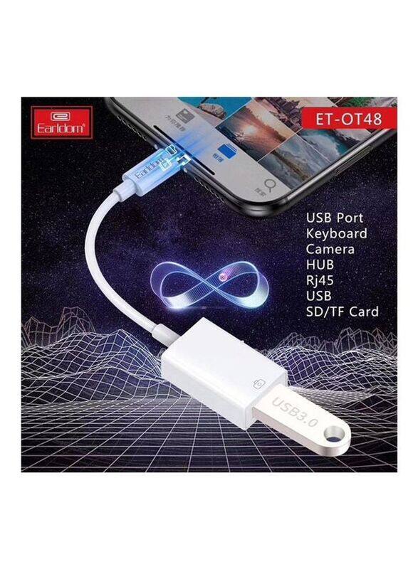 

Earldom Plug and Play Lightning to OTG USB Camera Adapter, White