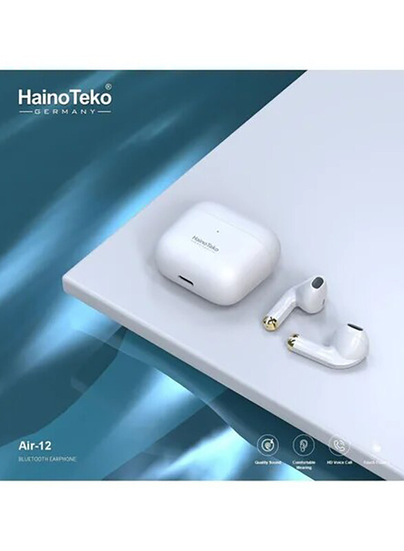 

Haino Teko AIR 12 Wireless In-Ear Earbuds with Mic, White