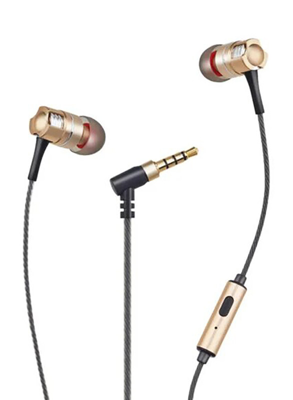 

Budi EP21 Wired In-Ear Earphones with Mic, Gold/Grey