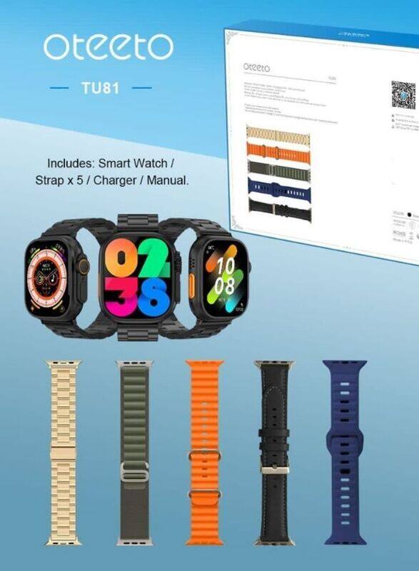 

Oteeto Oteeo TU81 Smart Watch with 5 Watch Bands, Gold/Green/Black/Orange/Blue