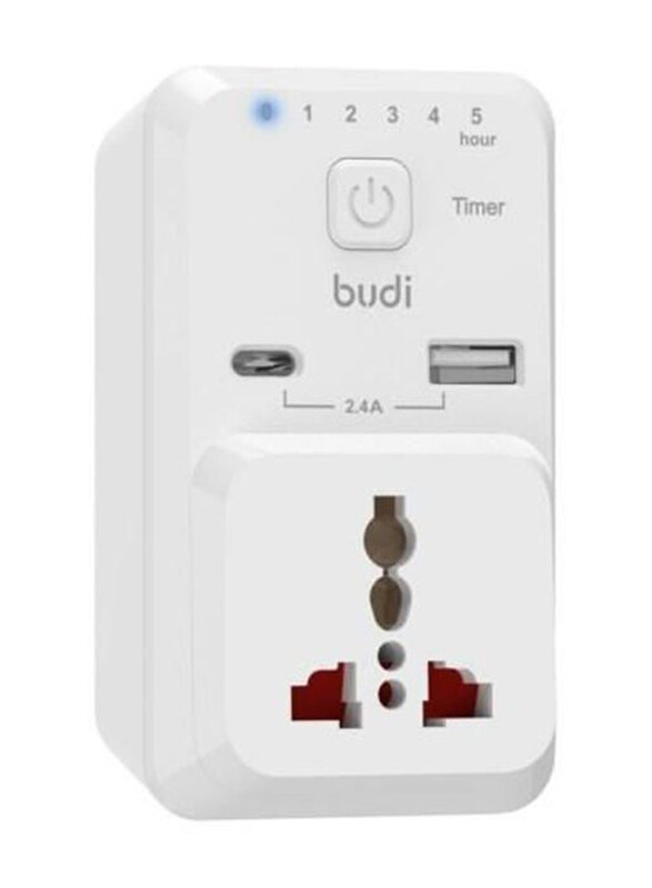 

Budi Dual Usb Port Charger With Timer, White