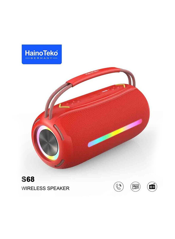 

Haino Teko Portable Wireless/Bluetooth Speaker, S68, Red