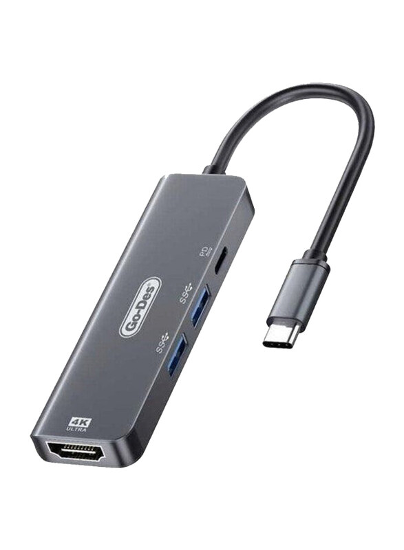 

Universal Go-Des Type-C To HDTV 4-in-1 Converter Adapter, GD-6828, Grey