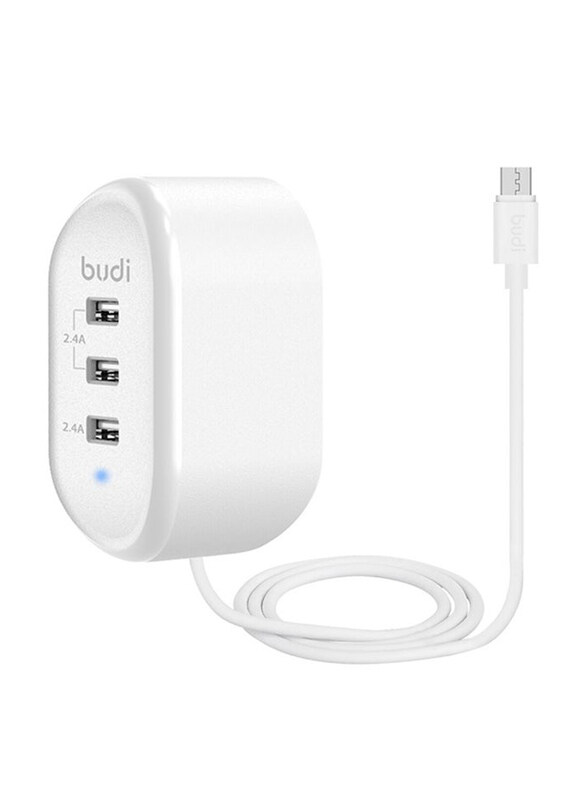 

Budi Portable Home Charger With Built-in Micro Usb Cable, White