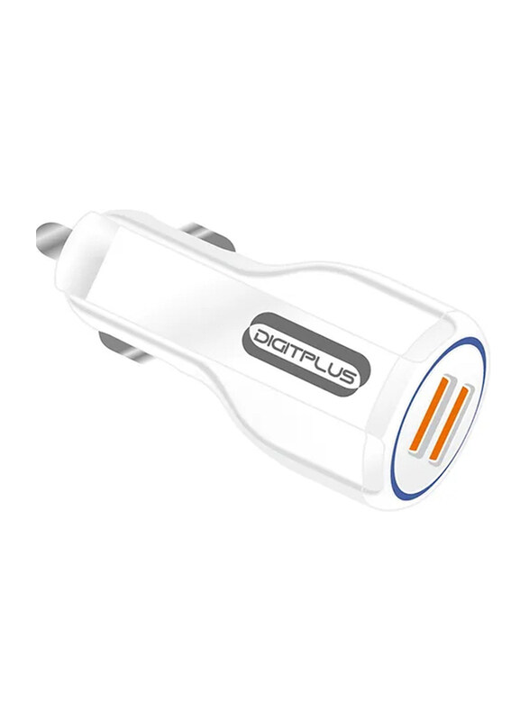 

Digitplus Car Charger, Dual USB Type A Port, White