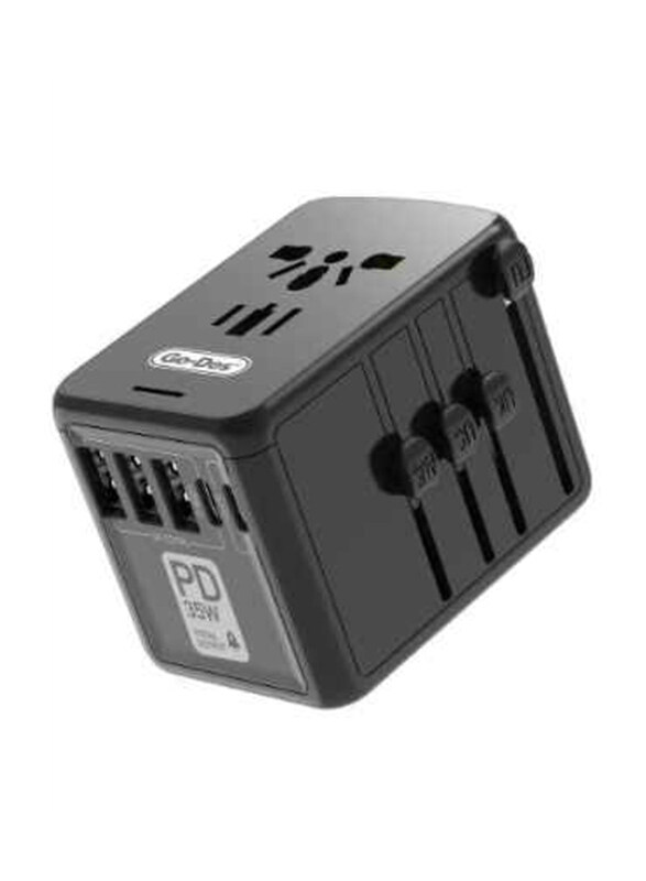 

Go-Des Quick Fast Charger Travel Adapter Wall Charger, 35W PD with 3 USB and 2 Type C and 1 Socket, Black