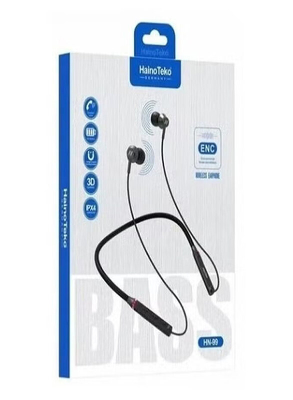 

Haino Teko HN-99 Wireless Neckband Headphones with Mic & Bass, Black