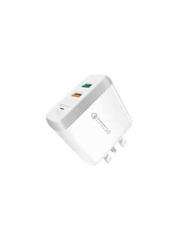 

Jbq Qualcomm Quick Wall Charger, 3.0 Dual USB 3.4A and 3.1A Output with Type-C USB Cable, White