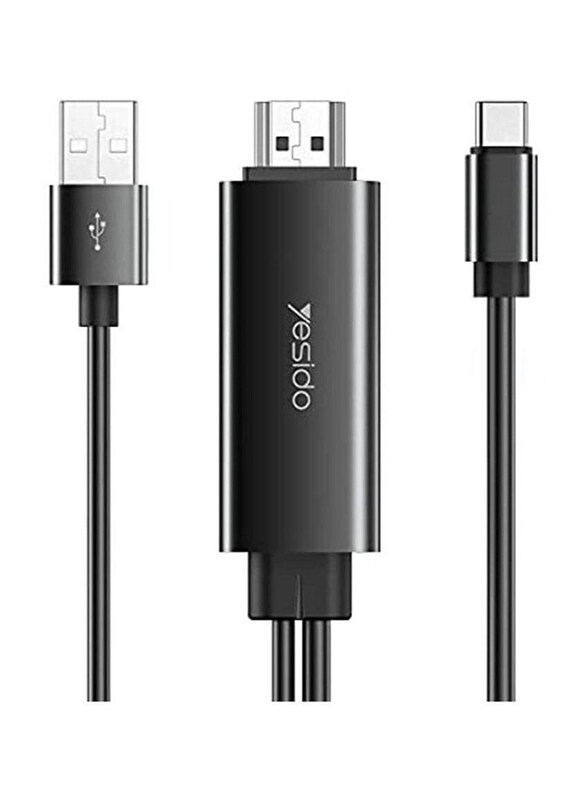 

Yesido One Size Multiple Types Adapter, USB A Male to USB C & HDMI for All Smartphones, Black