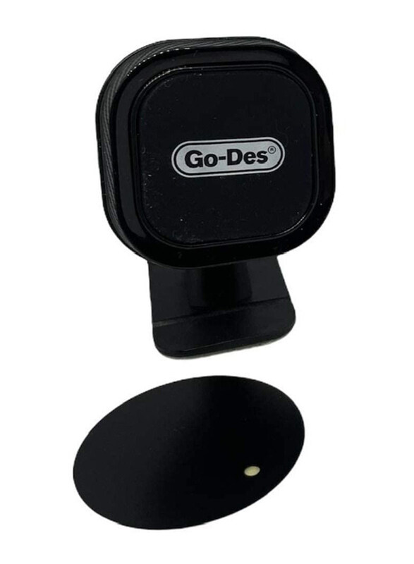 

Universal Go-Des 360° Rotation Super Magnetic Mobile Phone Car Holder for All Mobiles Tablets and iPads, Ph2341, Black
