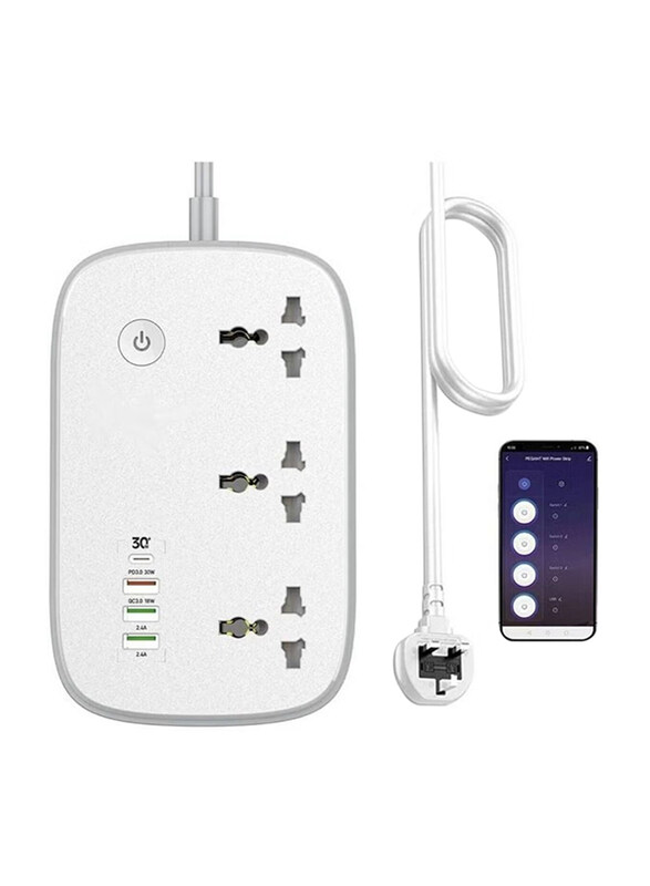 

JBQ Wifi Smart Power Strip Extension Cord Surge Protector Socket, White