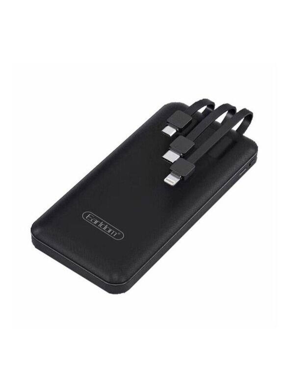 

Earldom 3 Wire In-Built Charging Cable & LCD Display Power Bank, Black
