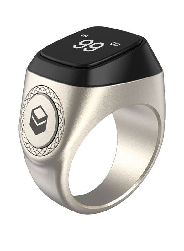 

iQibla Tasbih Zikr Metal Water Resistant Smart Ring, 18mm, Silver