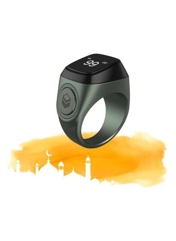 

iQibla Tasbih Zikr Ring New 2022 Aluminium Alloy Only Water Resistant Smart Ring with Charging Box, 18mm, Green