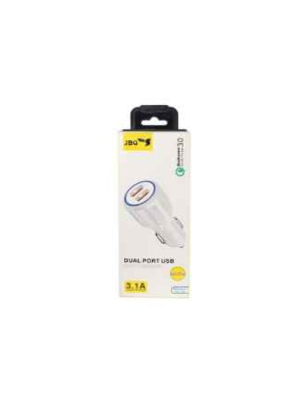 

Jbq Car Charger with Dual USB Port 3.1A and QC3.0 USB-A Power Charger, CC-U2, White