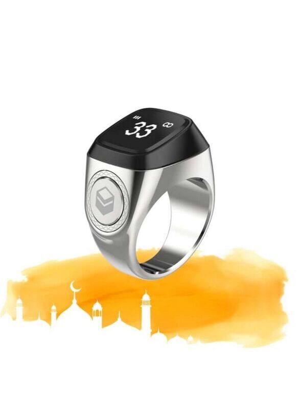 

iQibla Tasbih Zikr Metal Water Resistant Smart Ring, 18mm, Bright Silver