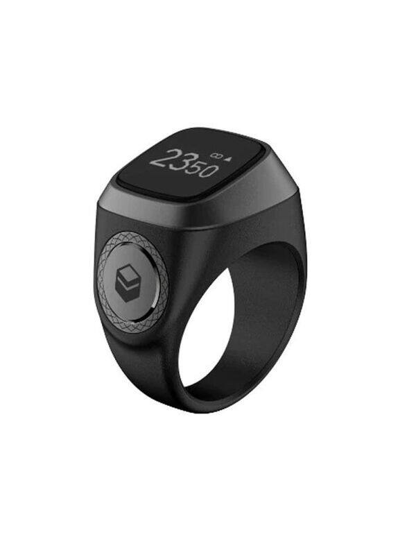 

iQibla Tasbih Zikr1 Water Resistant Lite Smart Ring, Free Size, Black/Grey