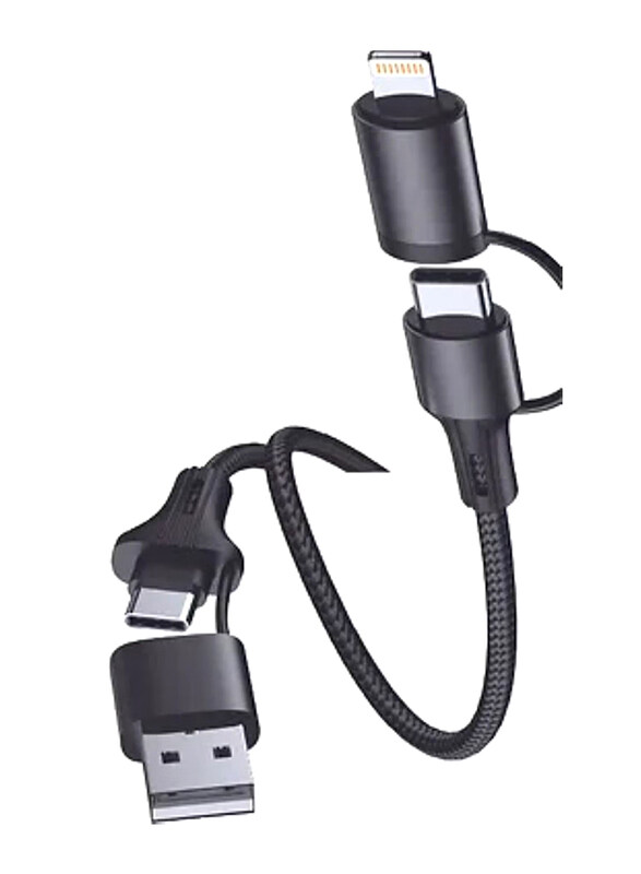 

Digitplus One Size Multiple Types 3-in-1 60W Multi Connector Cable, Fast Charging USB A Male to Lightning & USB C for Smartphones/Tablets, Black