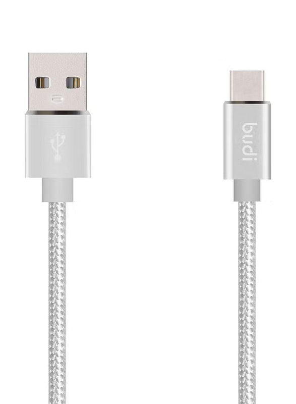 

Budi 1-Meters USB Type-C Charging Data Cable, USB Type A to USB Type-C for Smartphones/Tablets, Grey