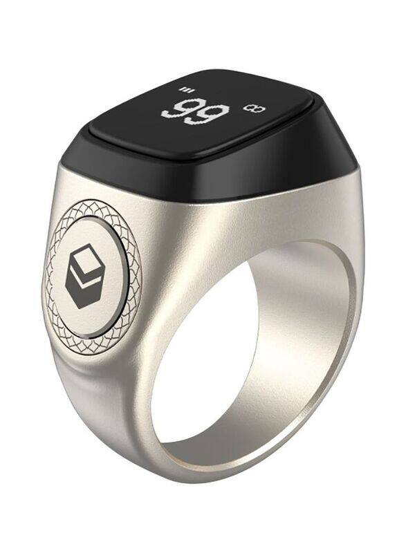 

iQibla Tasbih Zikr Aluminium Water Resistant Smart Ring, 18mm, Silver