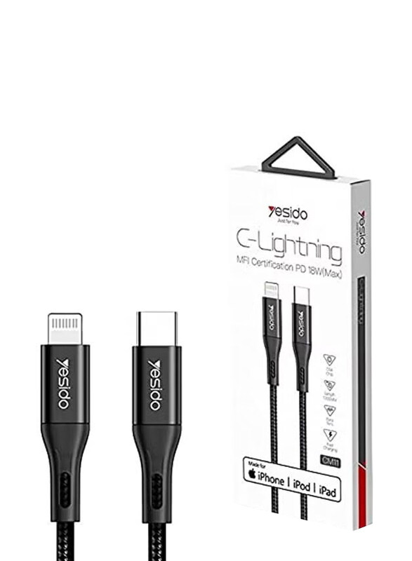 

Yesido Lightning Cable, USB Type-C to Lightning, CM-11, Black