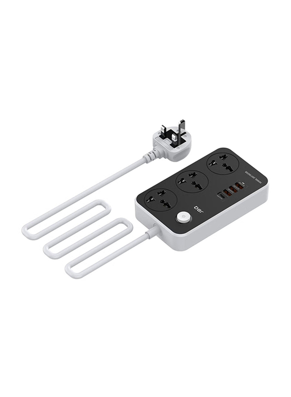 

JBQ 3 Power Sockets with 1 USB-C PD Port & 3 QC3.0 Ports, SC3412, Black