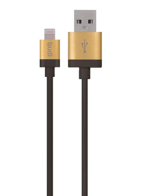 

Budi 1.2-Meters Lightning Data Sync Charging Cable, USB Type A to Lightning for Apple Devices, Black/Gold/Silver