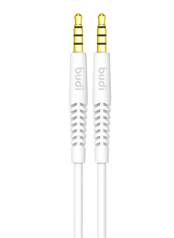 

Budi 1.2-Meters 3.5mm Jack Data Cable, 3.5mm Jack to 3.5mm Jack for Smartphones/Tablets, White