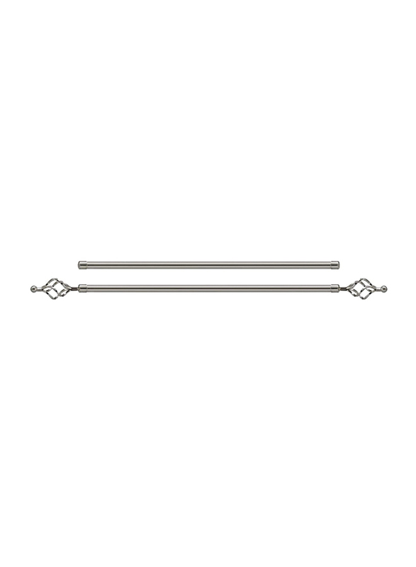 Roman Adjustable Mm Tex Curtain Double Rods with Rings and Brackets, 110-200cm, Silver